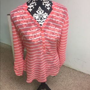 ANA CORAL AND WHITE BLOUSE